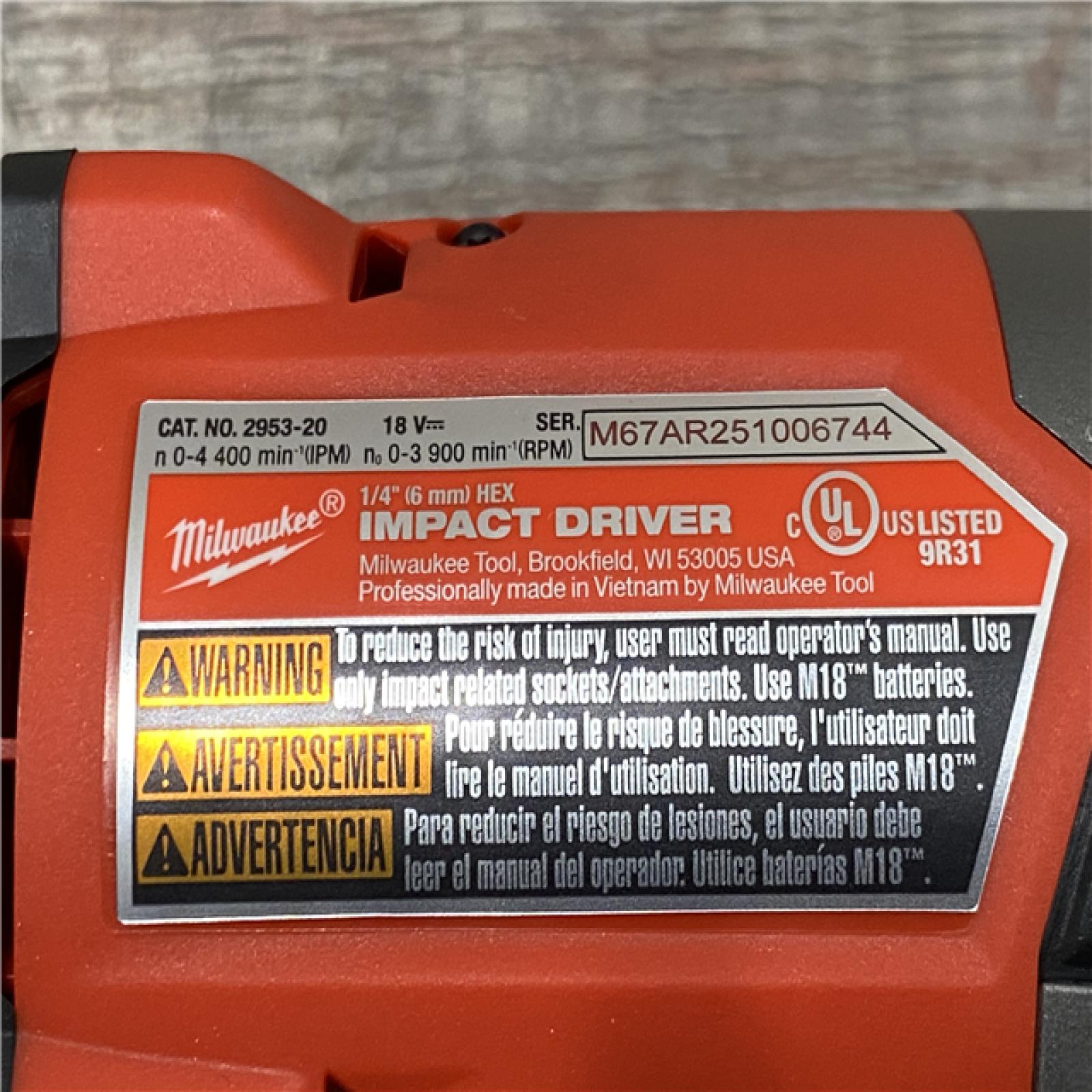 AS-IS Milwaukee FUEL 18V Lithium-Ion Brushless Cordless 1/4 in. Hex Impact Driver Kit