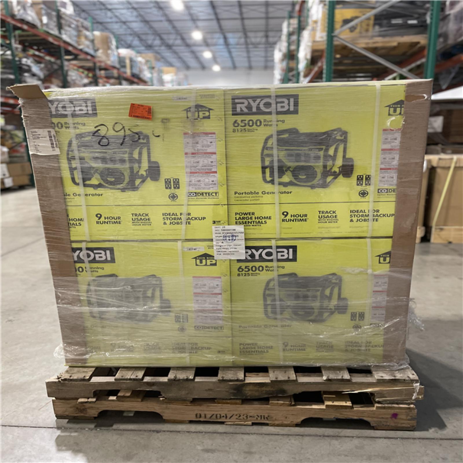 DALLAS LOCATION- RYOBI 6 500-Watt Gasoline Powered Portable Generator PALLET (4 UNITS)