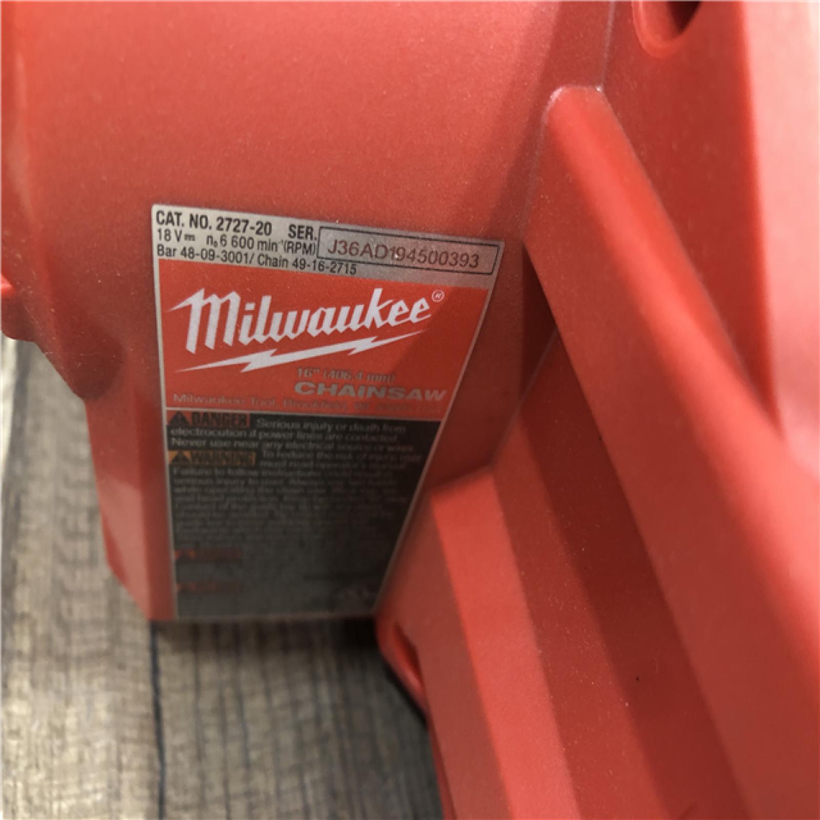 AS-IS Milwaukee FUEL 16 in. 18V Lithium-Ion Brushless Battery Chainsaw (Tool-Only)