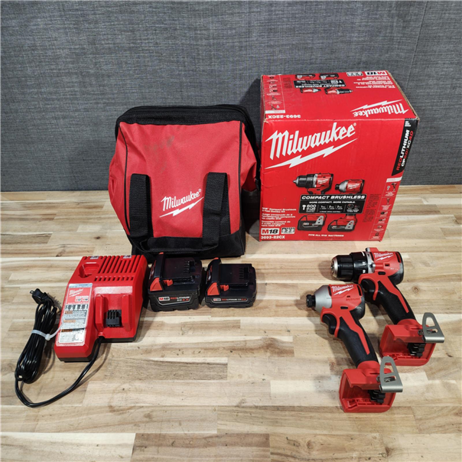 HOUSTON LOCATION - AS-IS Milwaukee 18-Volt Lithium-Ion Brushless Cordless Compact Hammer Drill/Impact Combo Kit