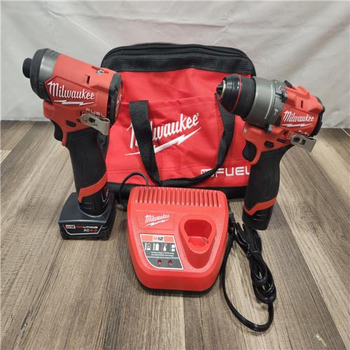 AS-IS- Milwaukee 12V Brushless Hammer Drill and Impact Driver Combo Kit