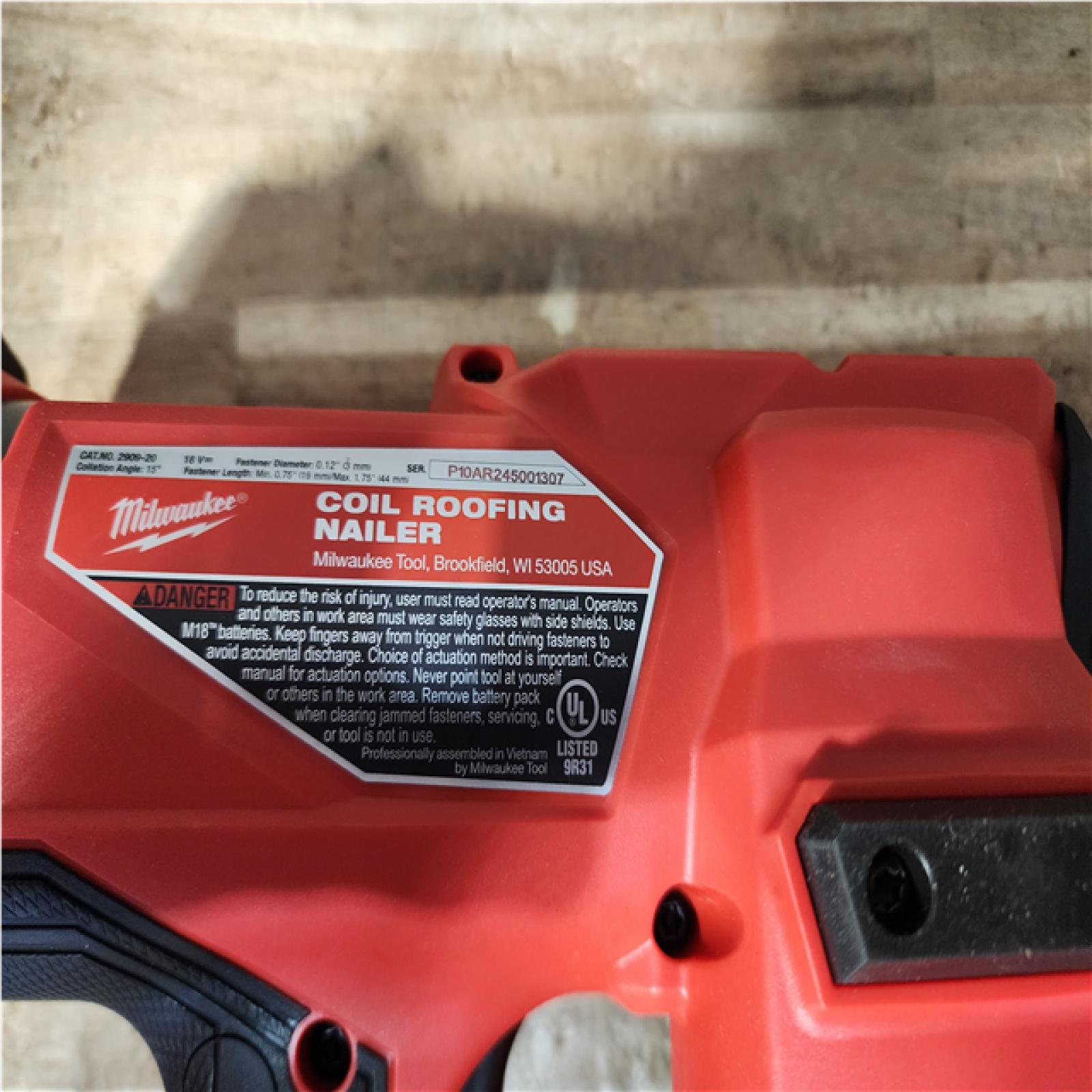 Houston Location AS-IS Milwaukee FUEL 18-Volt Lithium-Ion Brushless Cordless Coil Roofing Nailer (Tool Only)