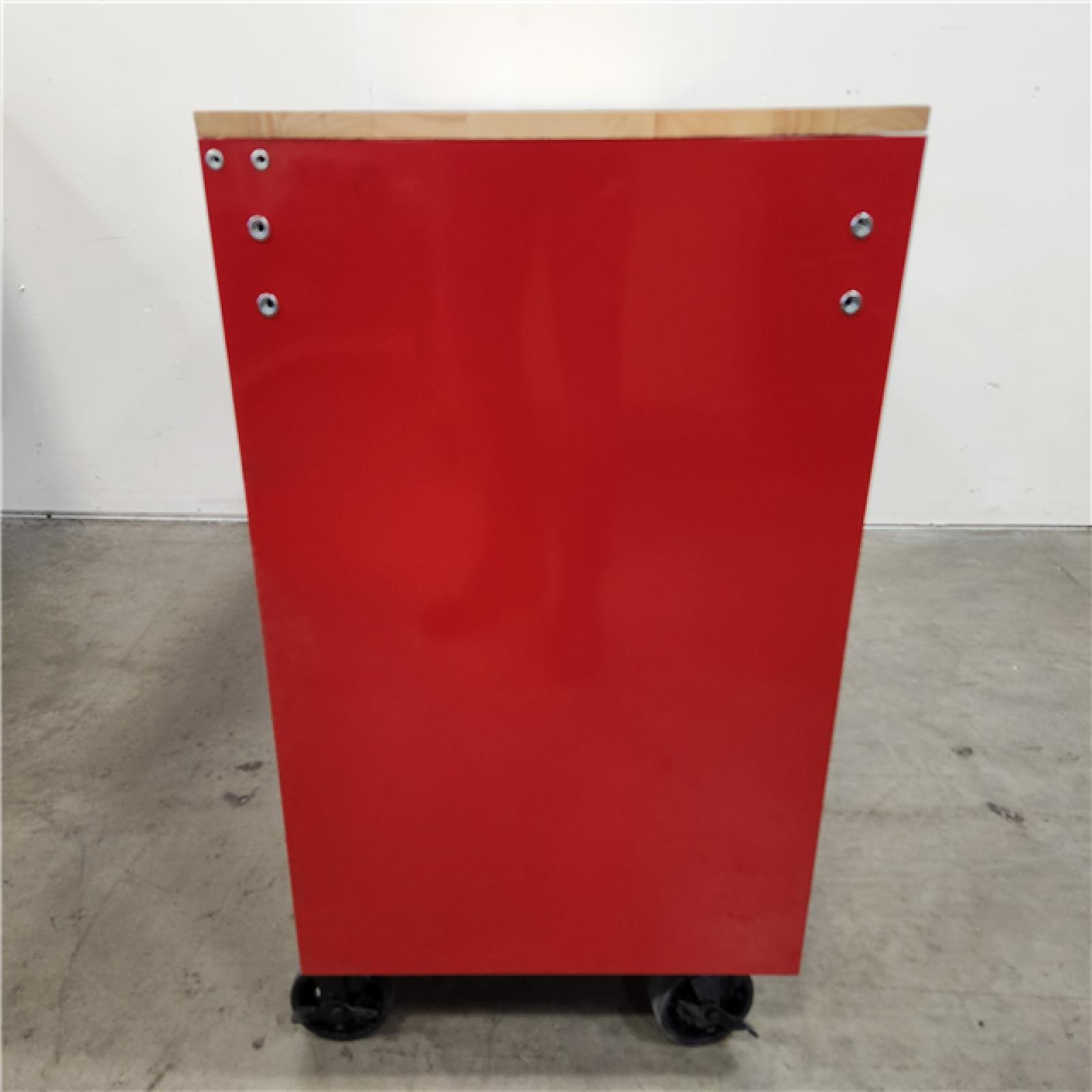 Phoenix Location 60 in. W x 22 in. D Standard Duty 12-Drawer Mobile Workbench Cabinet with Solid Wood Top in Gloss Red