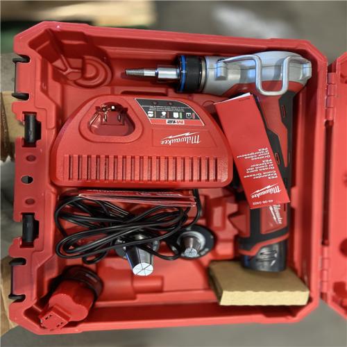 AS-IS -  Milwaukee M12 12-Volt Lithium-Ion Cordless PEX Expansion Tool Kit with (2) 1.5 Ah Batteries, (3) Expansion Heads and Hard Case