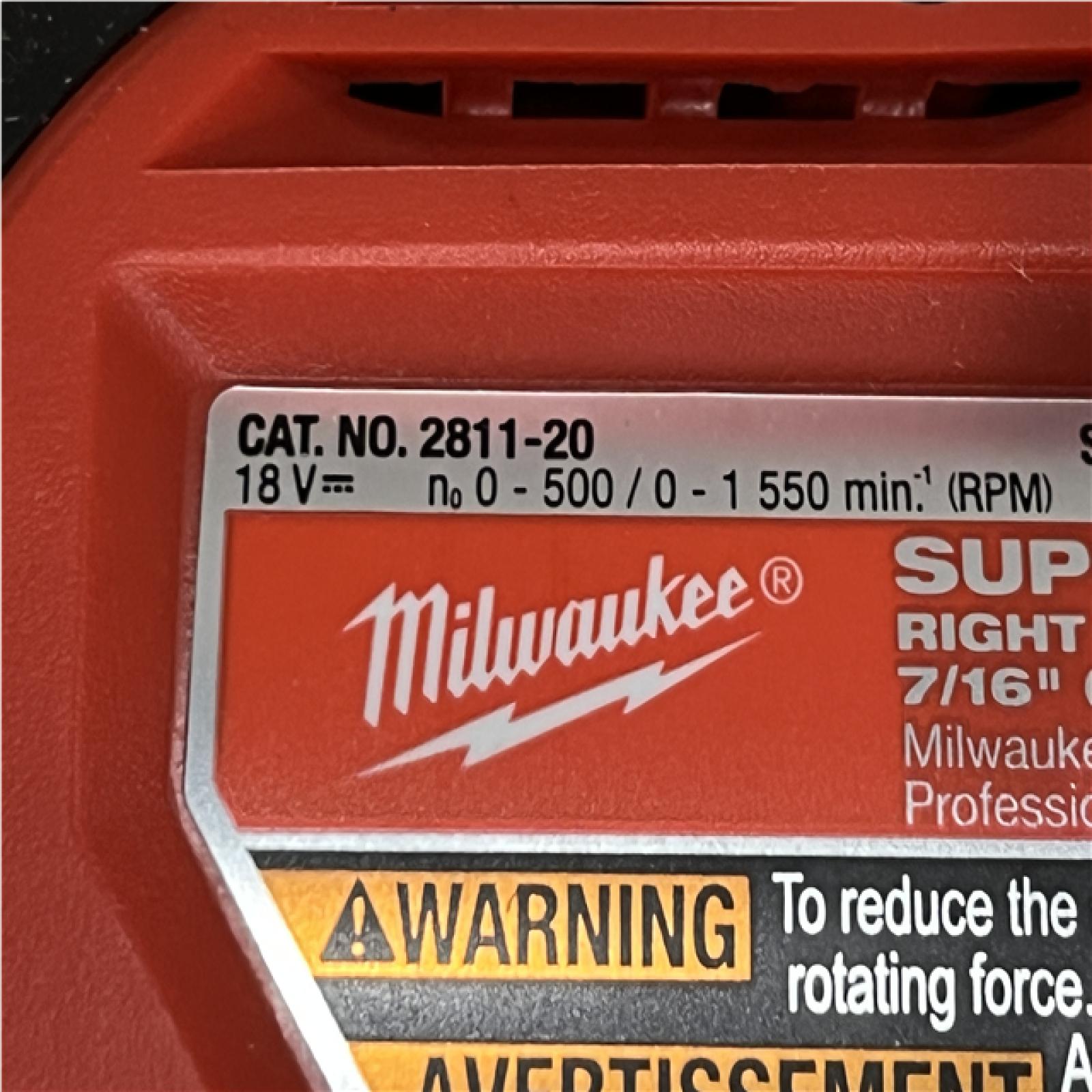 AS-IS Milwaukee FUEL 18V Lithium-Ion Brushless Cordless GEN 2 SUPER HAWG 7/16 in. Right Angle Drill (Tool-Only)
