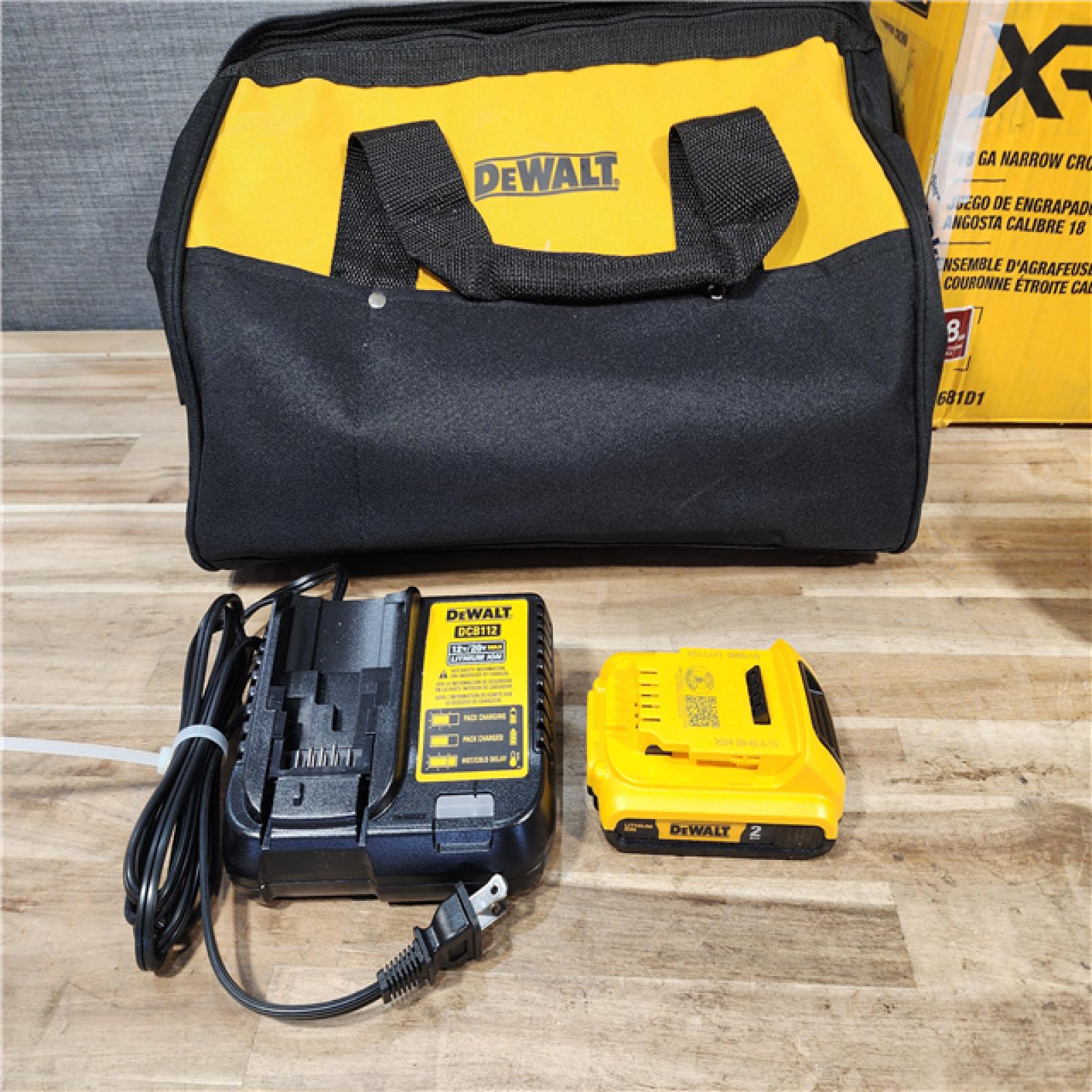 HOUSTON LOCATION - AS-IS DEWALT 20V MAX XR Lithium-Ion Cordless 18-Gauge Narrow Crown Stapler Kit