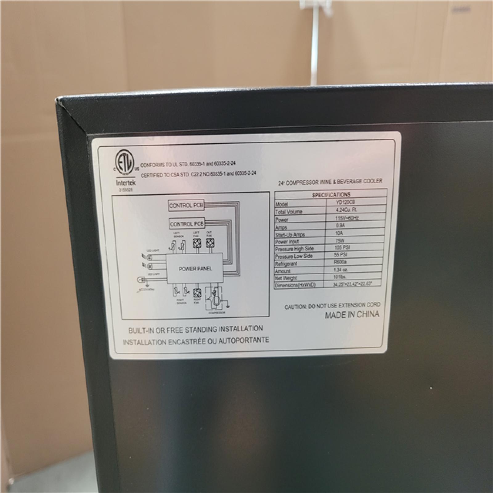 California NEW Wine & Beverage Cooler  Model YD120CB