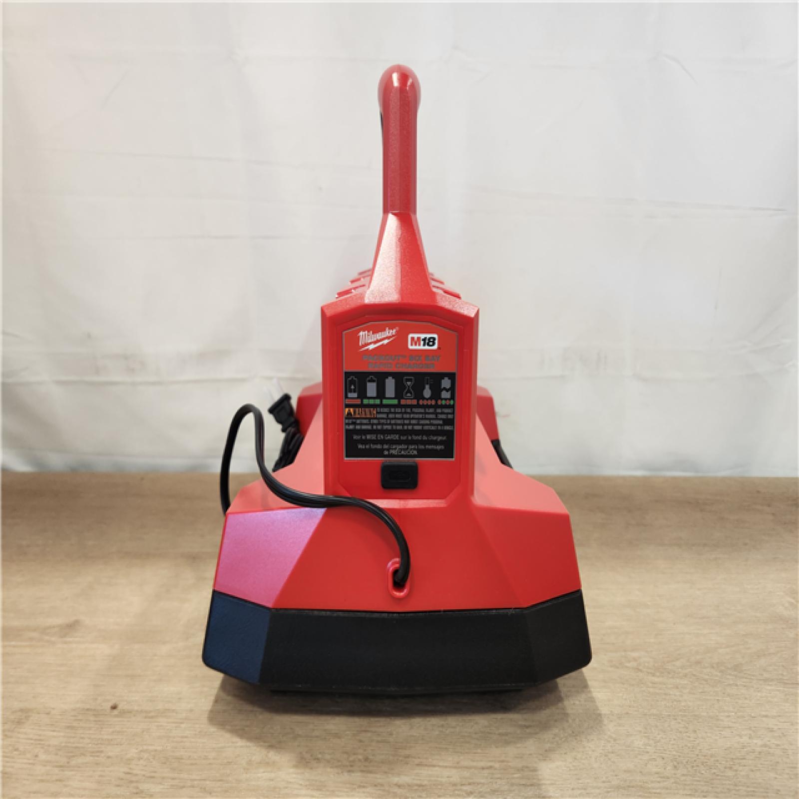 AS-IS- Milwaukee 18-Volt Lithium-Ion Battery Pack (2) 5.0Ah and High Output Battery Pack (2) 6.0Ah with PACKOUT 6-Port Rapid Charger