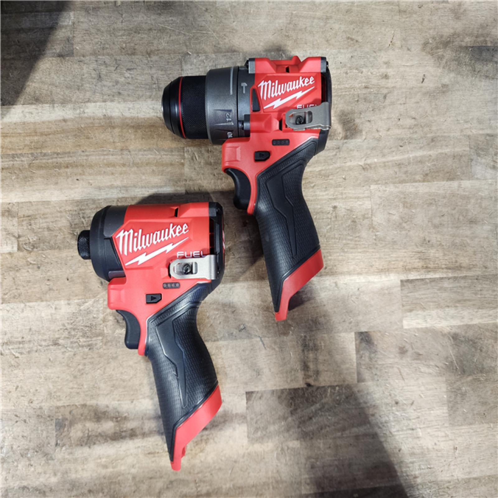 HOUSTON LOCATION - AS-IS Milwaukee FUEL 12-Volt Lithium-Ion Brushless Cordless Hammer Drill and Impact Driver Combo Kit