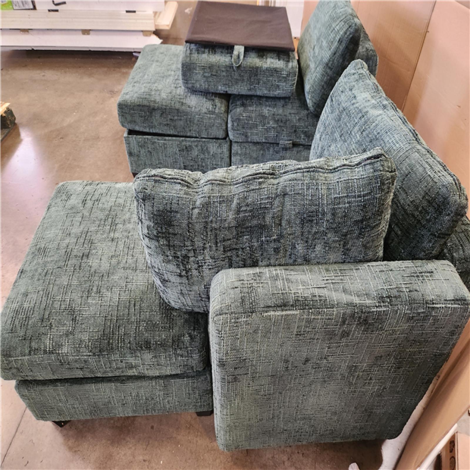 Phoenix AS-IS Green 4 Piece Sectional Sofa