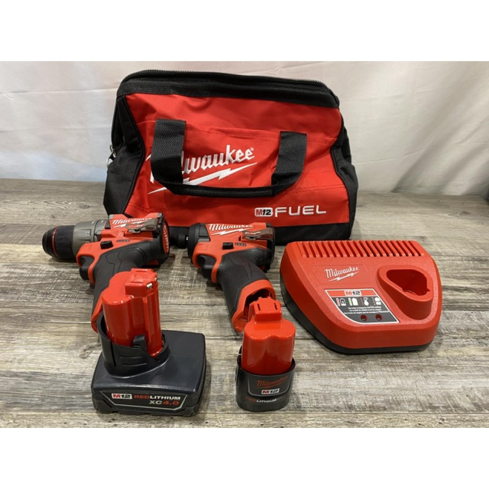 AS-IS Milwaukee FUEL 12-Volt Lithium-Ion Brushless Cordless Hammer Drill and Impact Driver Combo Kit