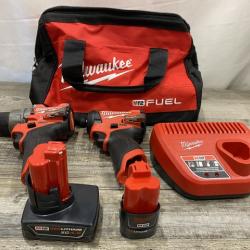 AS-IS Milwaukee FUEL 12-Volt Lithium-Ion Brushless Cordless Hammer Drill and Impact Driver Combo Kit