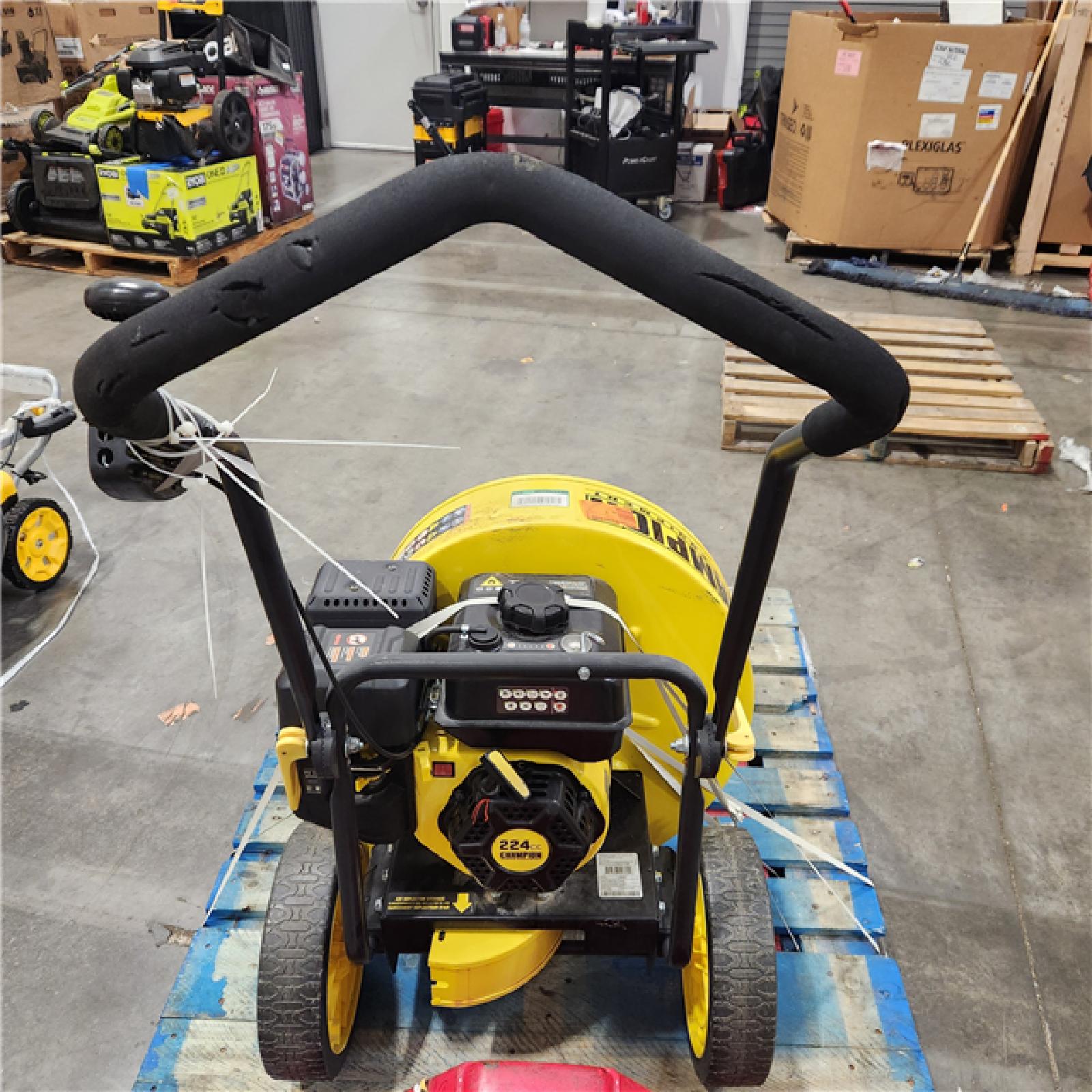 CHAMPION POWER EQUIPMENT 160 MPH 1300 CFM 224 cc Walk-Behind Gas Leaf Blower with Swivel Front Wheel and 90-Degree Flow Diverter CHAMPION POWER EQUIPMENT 160 MPH 1300 CFM 224 cc Walk-Behind Gas Leaf Blower with Swivel Front Wheel and 90-Degree Flow Diverter