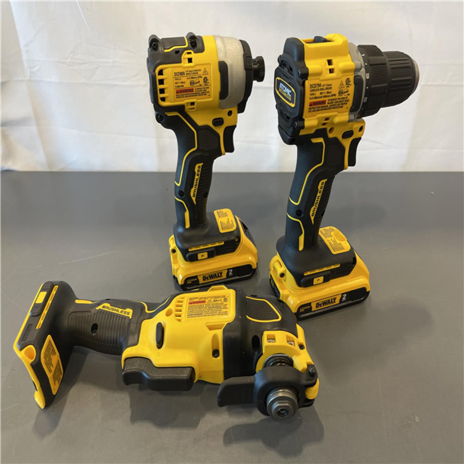 AS-IS - DeWalt 20V MAX ATOMIC Cordless Brushless 3 Tool Combo Kit