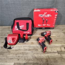HOUSTON LOCATION - AS-IS Milwaukee M12 FUEL Cordless 2-Tool Combo Kit: 1/2Hammer Drill  1/4Hex Impact Driver 3497-22