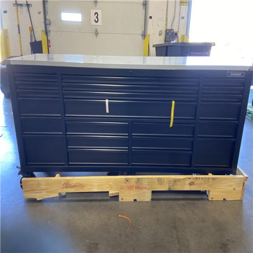 DALLAS LOCATION - Husky Tool Storage 84 in. W x 24 in. D Heavy Duty Mobile Workbench Tool Chest with Stainless Steel Work Top in Matte Black