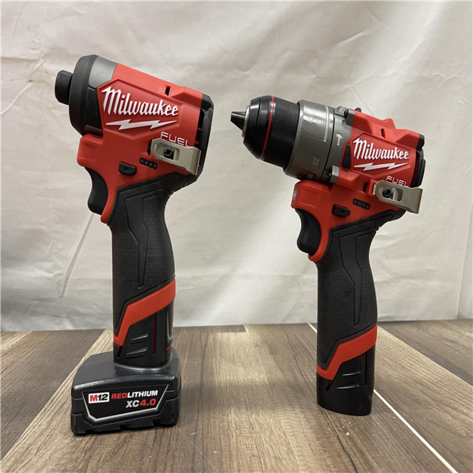 AS-IS Milwaukee FUEL 12-Volt Lithium-Ion Brushless Cordless Hammer Drill and Impact Driver Combo Kit