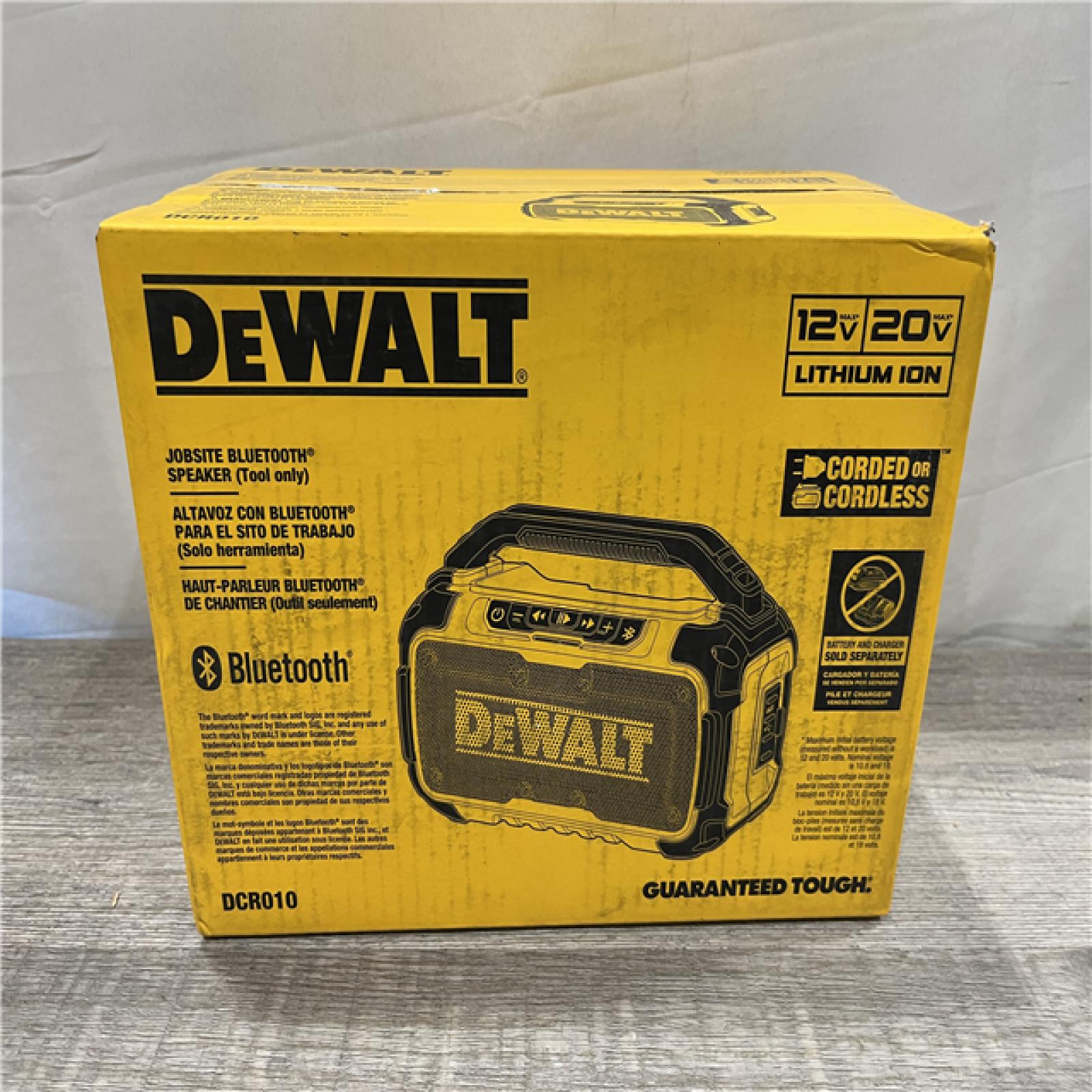 NEW - DEWALT 20V MAX Cordless Bluetooth Speaker (Tool Only)