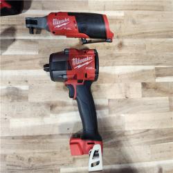HOUSTON LOCATION - AS-IS Milwaukee FUEL 18V Cordless Mid Torque 1/2 in. Impact Wrench w/ M12 FUEL 3/8 in. Ratchet & Battery/Charger Combo Kit