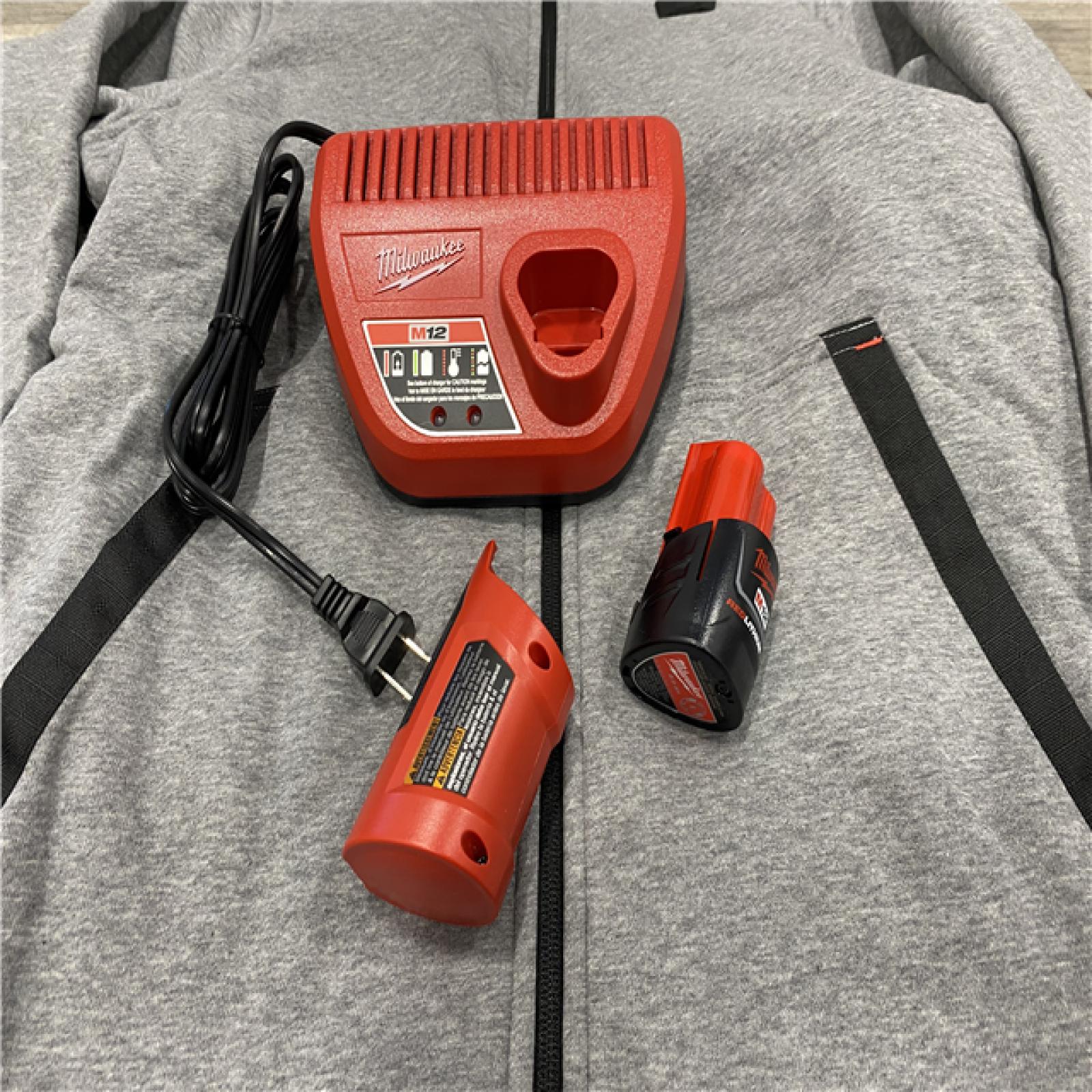 AS-IS Milwaukee Women's Large  12-Volt Lithium-Ion Cordless Gray Heated Jacket Hoodie Kit