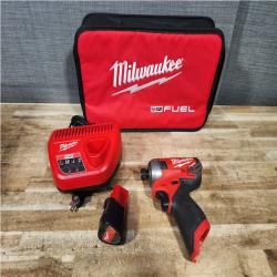 Houston Location AS-IS Milwaukee FUEL SURGE 12V Lithium-Ion Brushless Cordless 1/4 in. Hex Impact Driver Compact Kit
