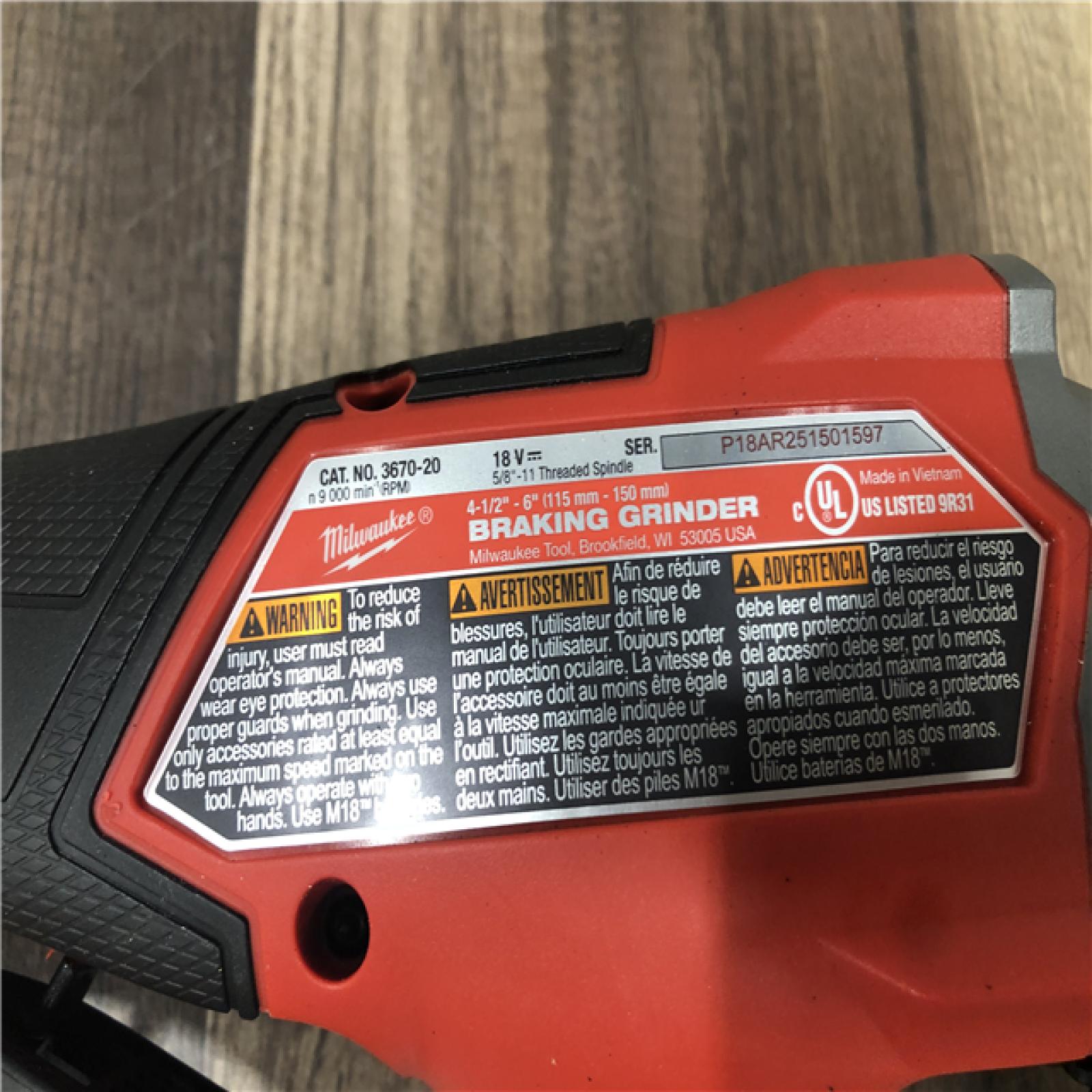 AS-IS Milwaukee FUEL 18-Volt Lithium-Ion Brushless Cordless 4-1/2 in./6 in. Braking Grinder with Paddle Switch (Tool-Only)
