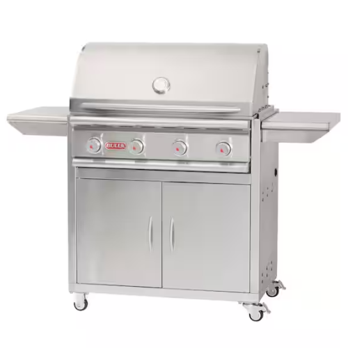 DALLAS LOCATION- NEW! BULL Stallion 4-Burner Cart Propane Grill in Stainless Steel