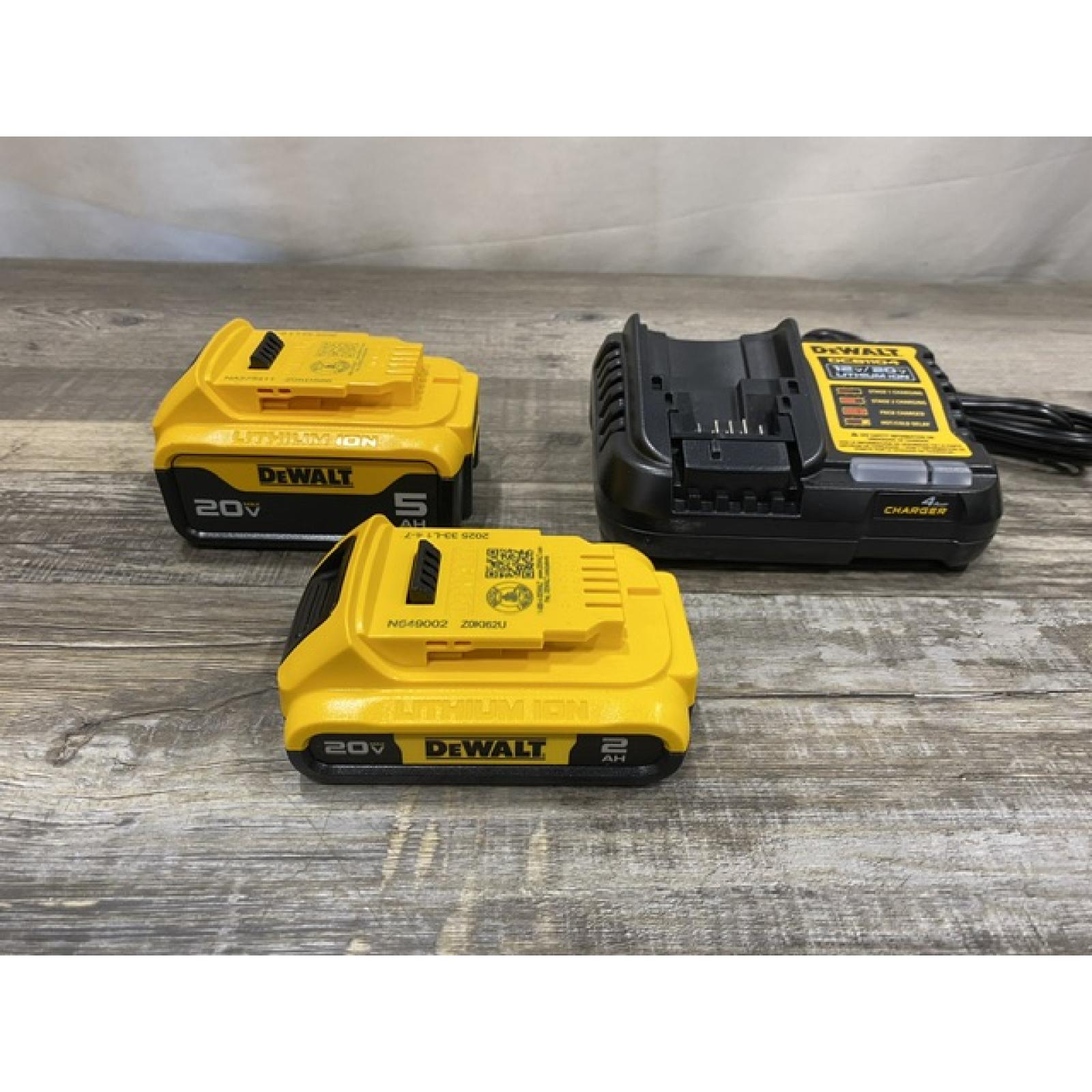 AS-IS DEWALT 20V MAX Lithium-Ion Battery Kit with 5.0Ah and 2.0Ah Battery and Charger