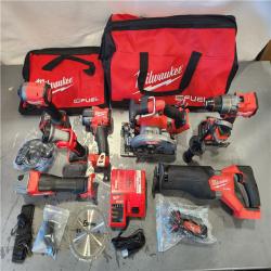 AS-IS- Milwaukee M18 FUEL 18V Lithium-Ion Brushless Cordless Combo Kit with Two 5.0 Ah Batteries  1 Charger  2 Tool Bags (7-Tool)