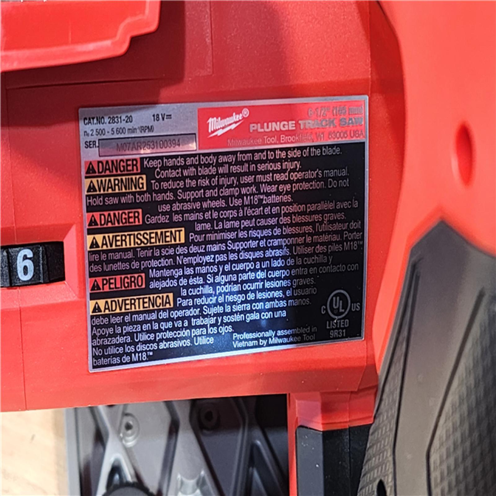 HOUSTON LOCATION - AS-IS (APPEARS LIKE NEW) Milwaukee  FUEL 18V Lithium-Ion Cordless Brushless 6-1/2 in. Plunge Cut Track Saw (Tool-Only)