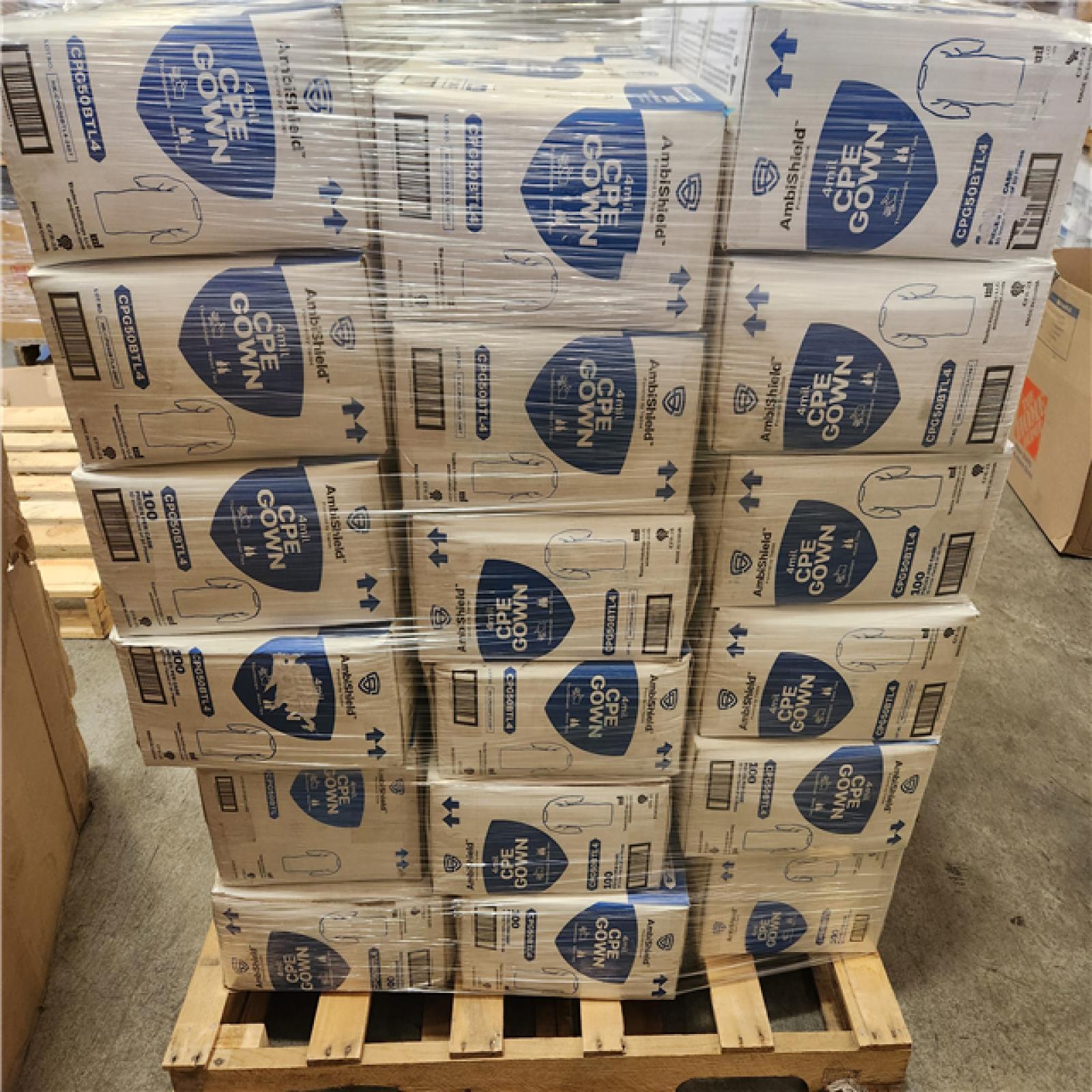 Phoenix NEW (100/Case) AmbiShield 50 CPE Blue Gown w/ Thumbloop Pallet (36-Boxes) (SEALED)