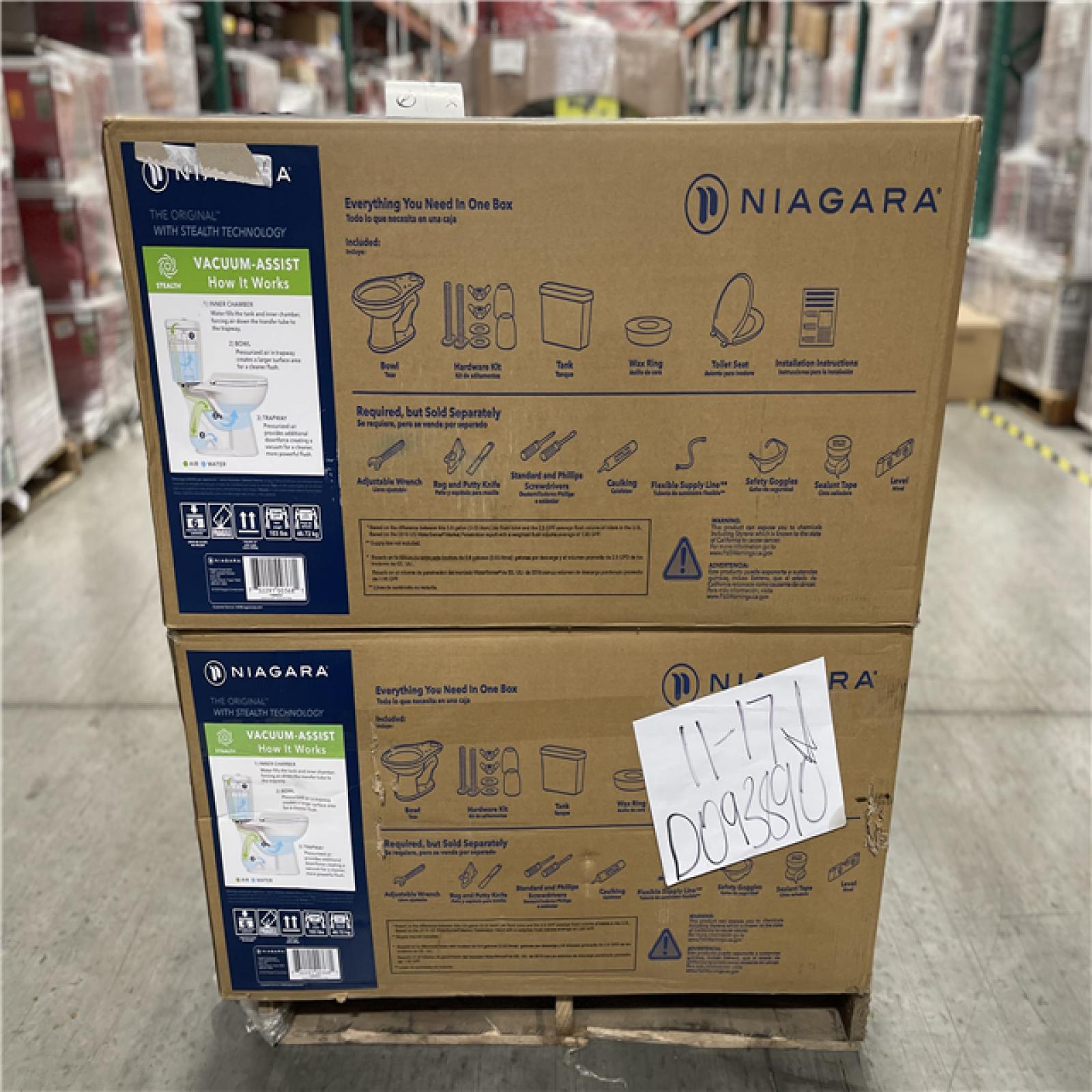 DALLAS LOCATION - Niagara Stealth Stealth 2-Piece 0.8 GPF Ultra-High-Efficiency Single Flush Elongated Toilet in White - 6 UNITS