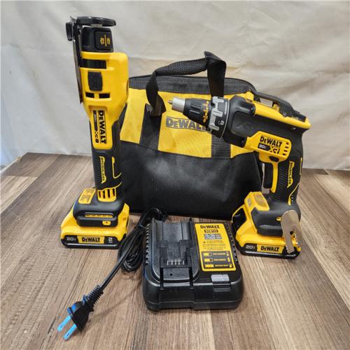 AS-IS- 20-Volt Lithium-Ion Cordless Brushless Screwgun and Cut-Out Combo Kit with (2) 2.0Ah Batteries, Charger and Bag