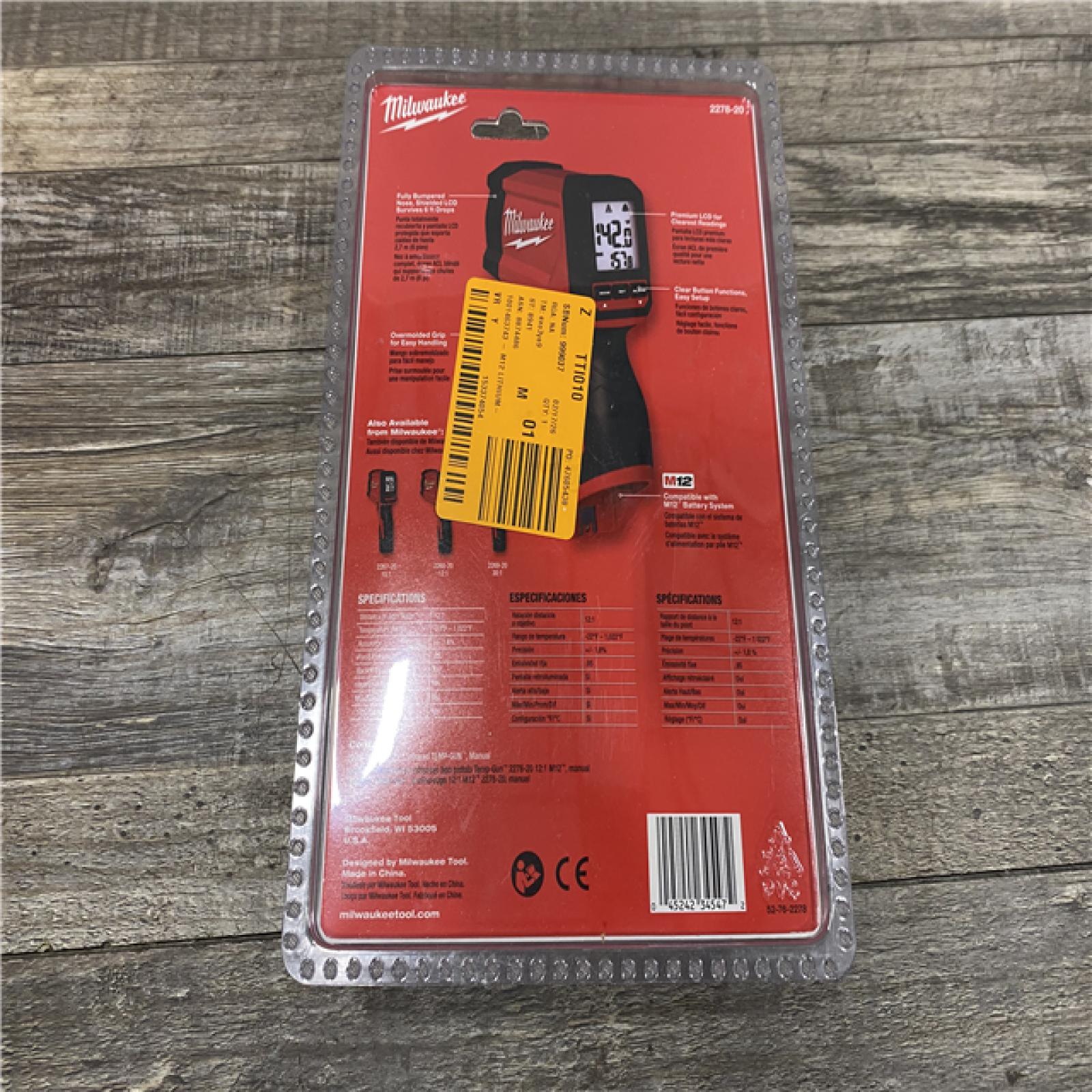 NEW - Milwaukee Lithium-Ion Laser Temperature Gun Infrared 12:1 Thermometer (NIST) (Tool-Only)