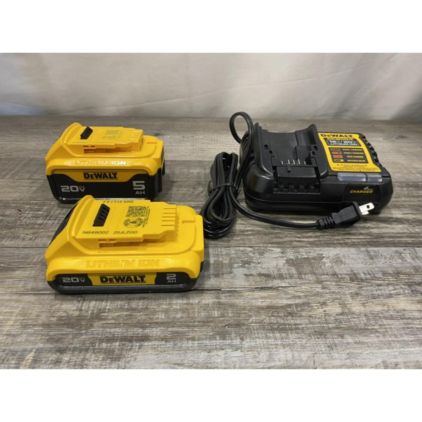 AS-IS DEWALT 20V MAX Lithium-Ion Battery Kit with 5.0Ah and 2.0Ah Battery and Charger