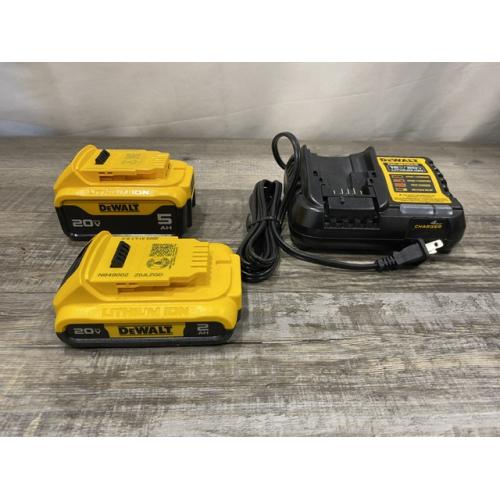 AS-IS DEWALT 20V MAX Lithium-Ion Battery Kit with 5.0Ah and 2.0Ah Battery and Charger