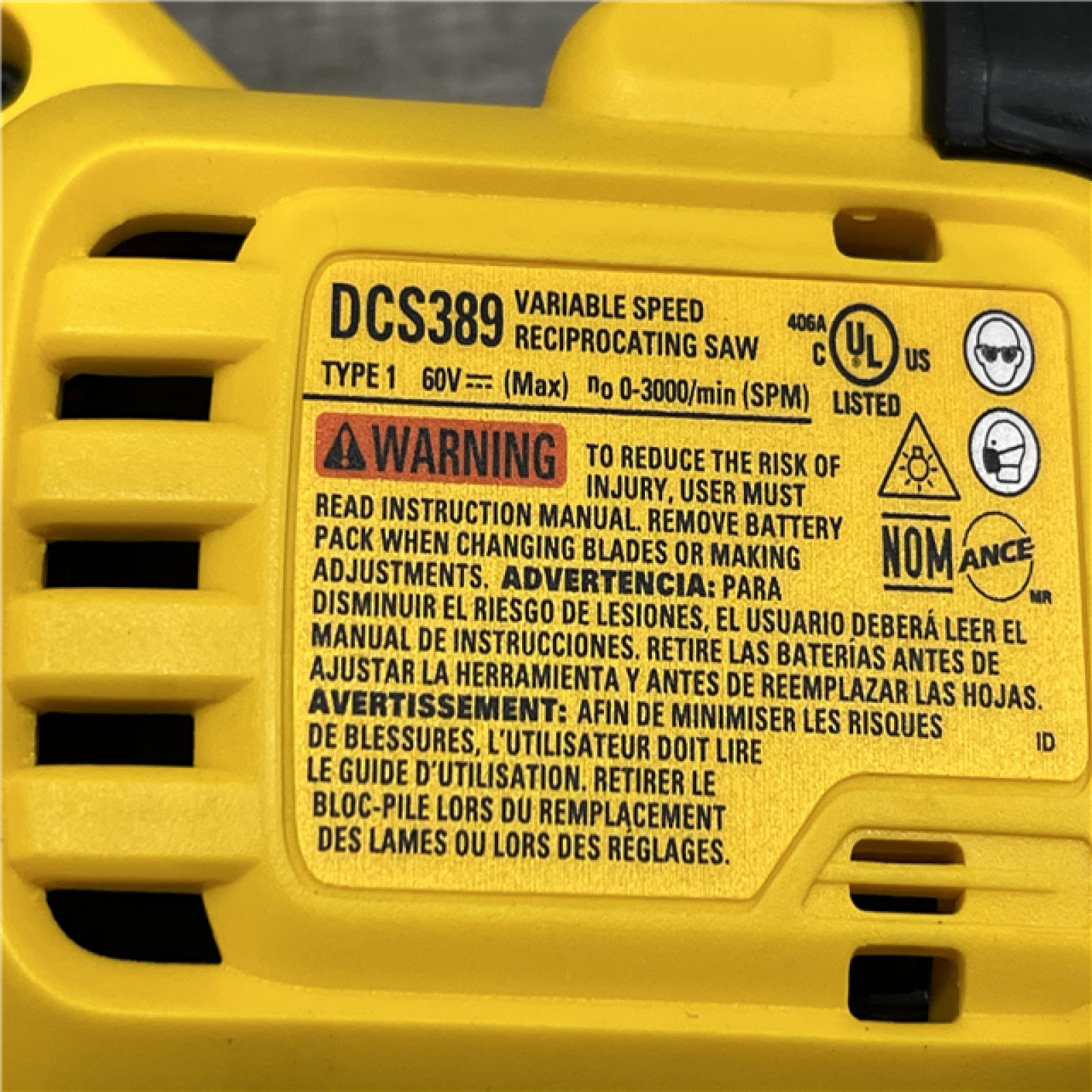 AS-IS DEWALT FLEXVOLT 60V MAX Cordless Brushless Reciprocating Saw (Tool Only)