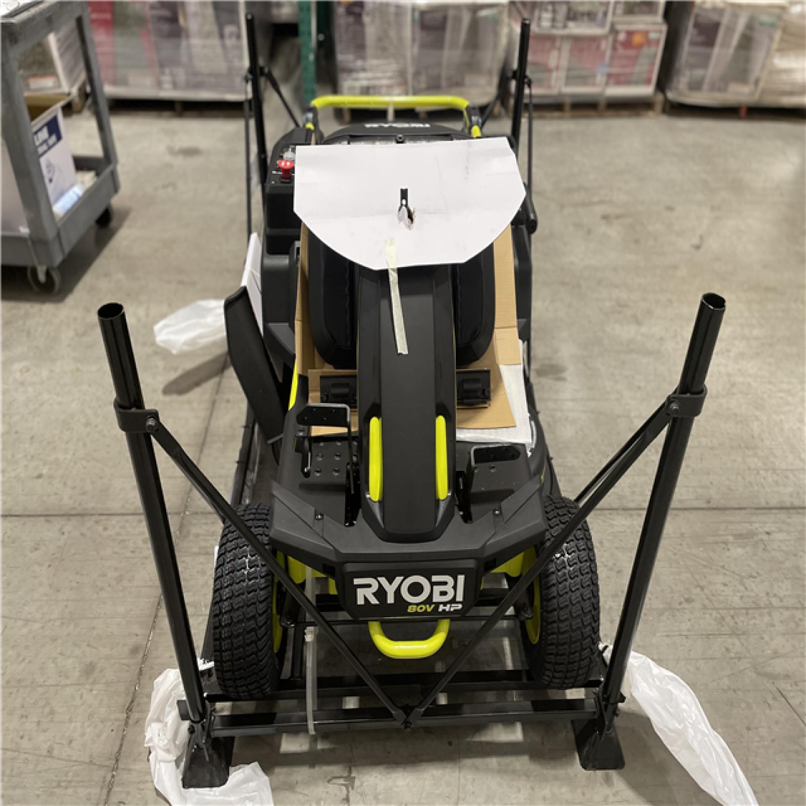 DALLAS LOCATION - RYOBI R1 80V HP Brushless Lithium Battery Cordless Electric 30 in. Riding Lawn Mower with 14 Ah Battery and Charger