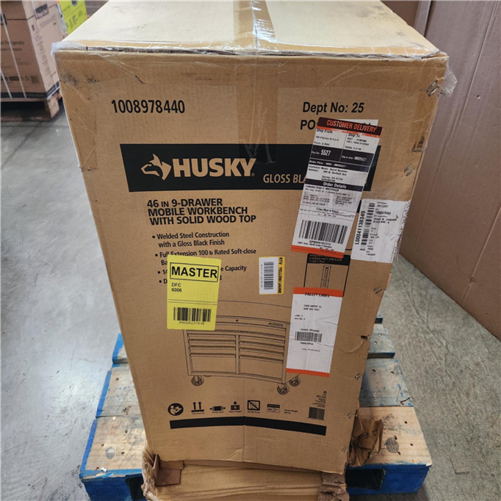 Phoenix NEW Husky Tool Storage 46 in. W x 18 in. D 9-Drawer Mobile Workbench Cabinet in Gloss Black (SEALED)