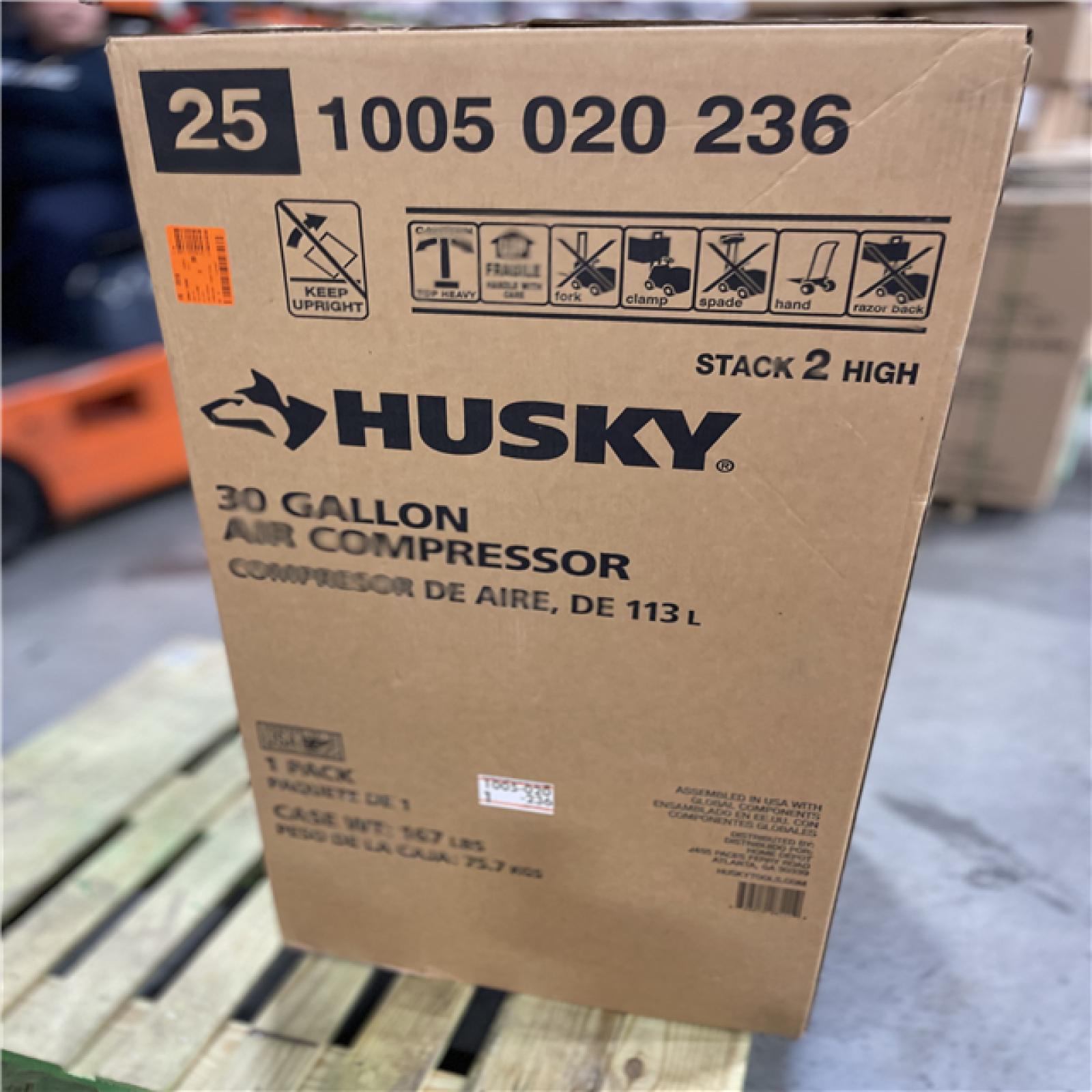 NEW! - Husky 30 Gal. 175 PSI Oil Lubed Belt Drive Portable Vertical Electric Air Compressor