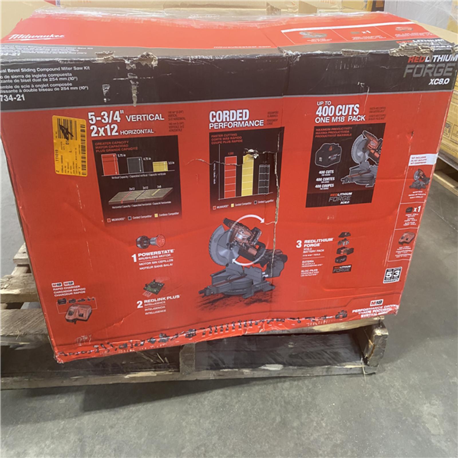 As-Is- Milwaukee FUEL 18V 10 in. Lithium-Ion Brushless Cordless Dual Bevel Sliding Compound Miter Saw Kit