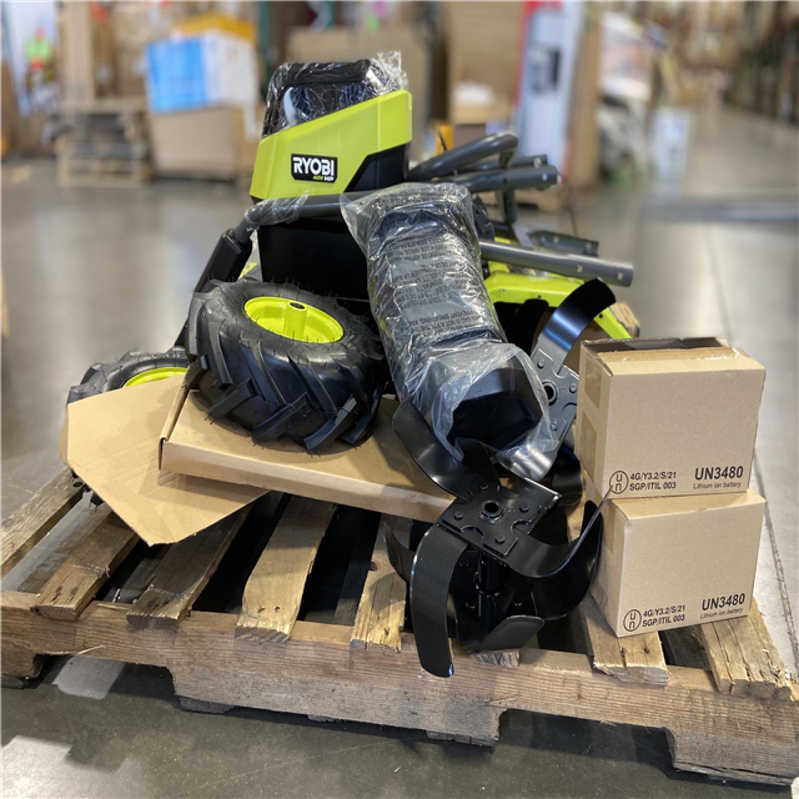 DALLAS LOCATION - RYOBI 40V HP Brushless 18 in. Battery Powered Rear Tine Tiller with (4) 6.0 Ah Batteries and Charger