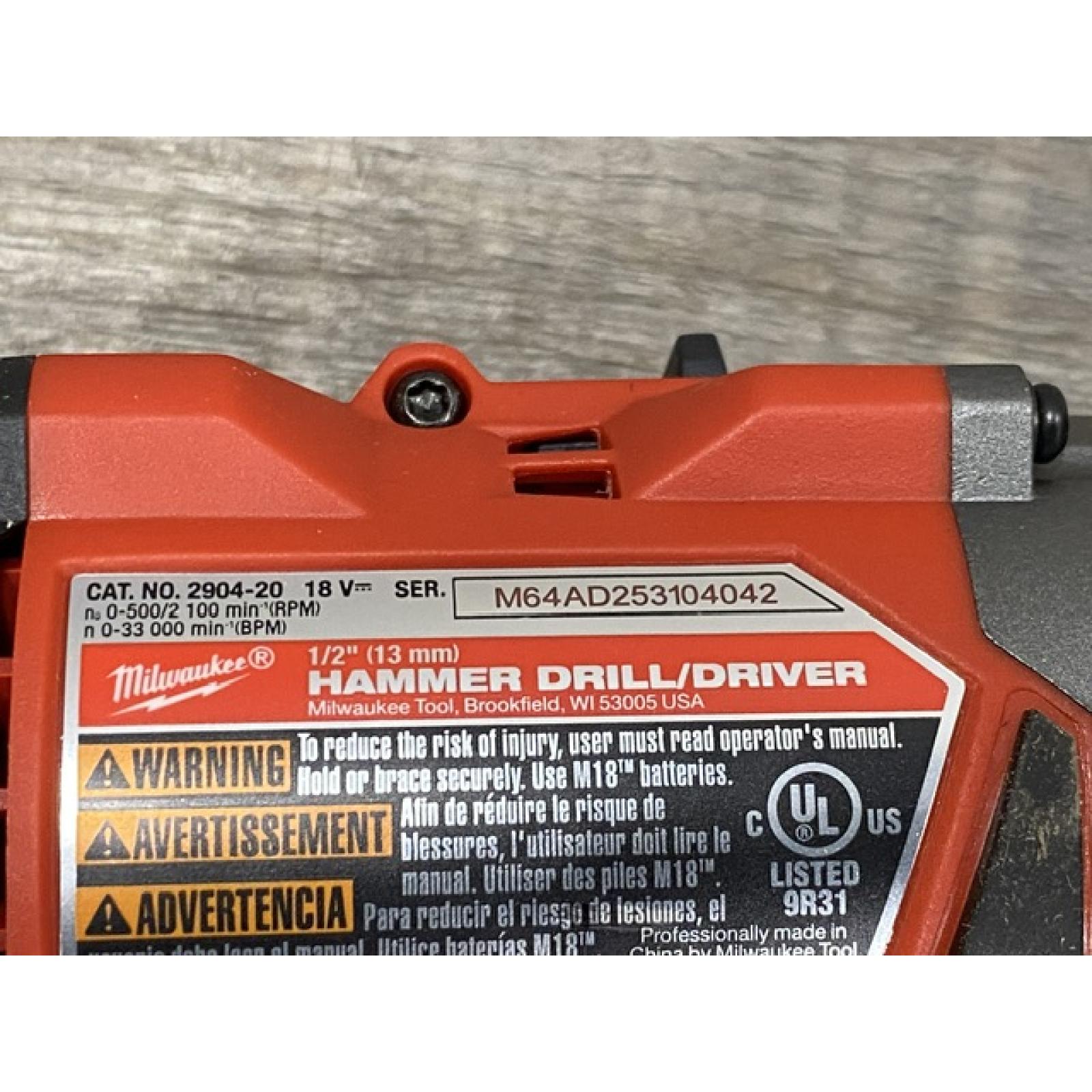 AS-IS Milwaukee FUEL 18V Lithium-Ion Brushless Cordless 1/2 in. Hammer Drill Driver Kit