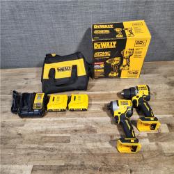 HOUSTON LOCATION - AS-IS Dewalt DCK225D2 20V MAX ATOMIC Brushless Compact Lithium-Ion 1/2 in. Cordless Drill Driver and 1/4 in. Impact Driver Combo Kit with 2 Batteries 2 Ah