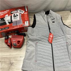 AS-IS Women's 2X-Large M12 12V Lithium-Ion Cordless AXIS Gray Heated Vest Kit with (1) 2.0 Ah Battery and Charger