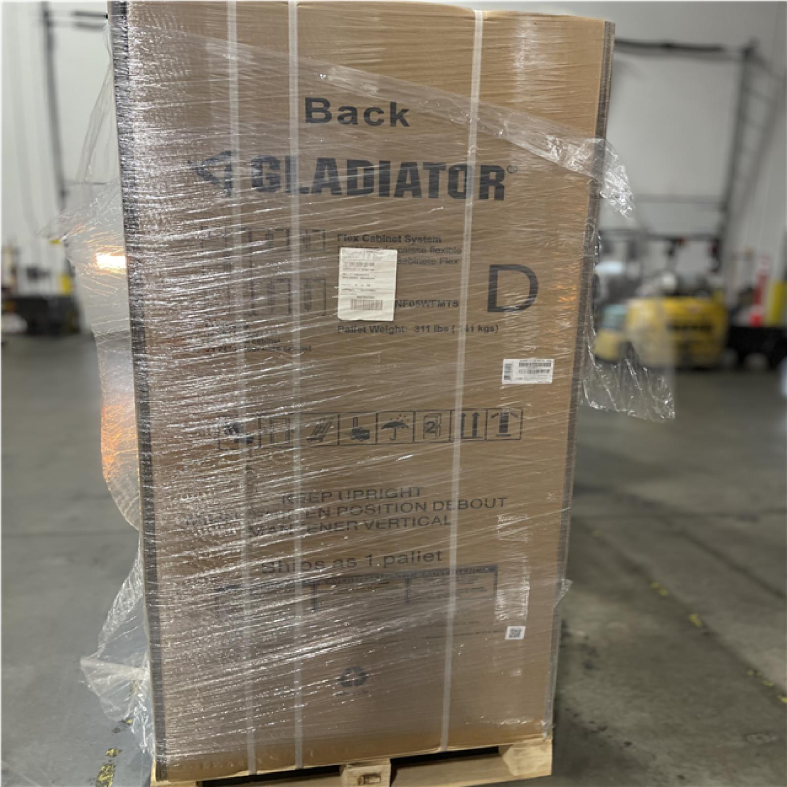 DALLAS LOCATION- NEW! Gladiator Flex 78in W x 75 in H x 19in D Pre-Assembled 24 Gauge Welded Steel 5-Piece Garage System in Silver Tread