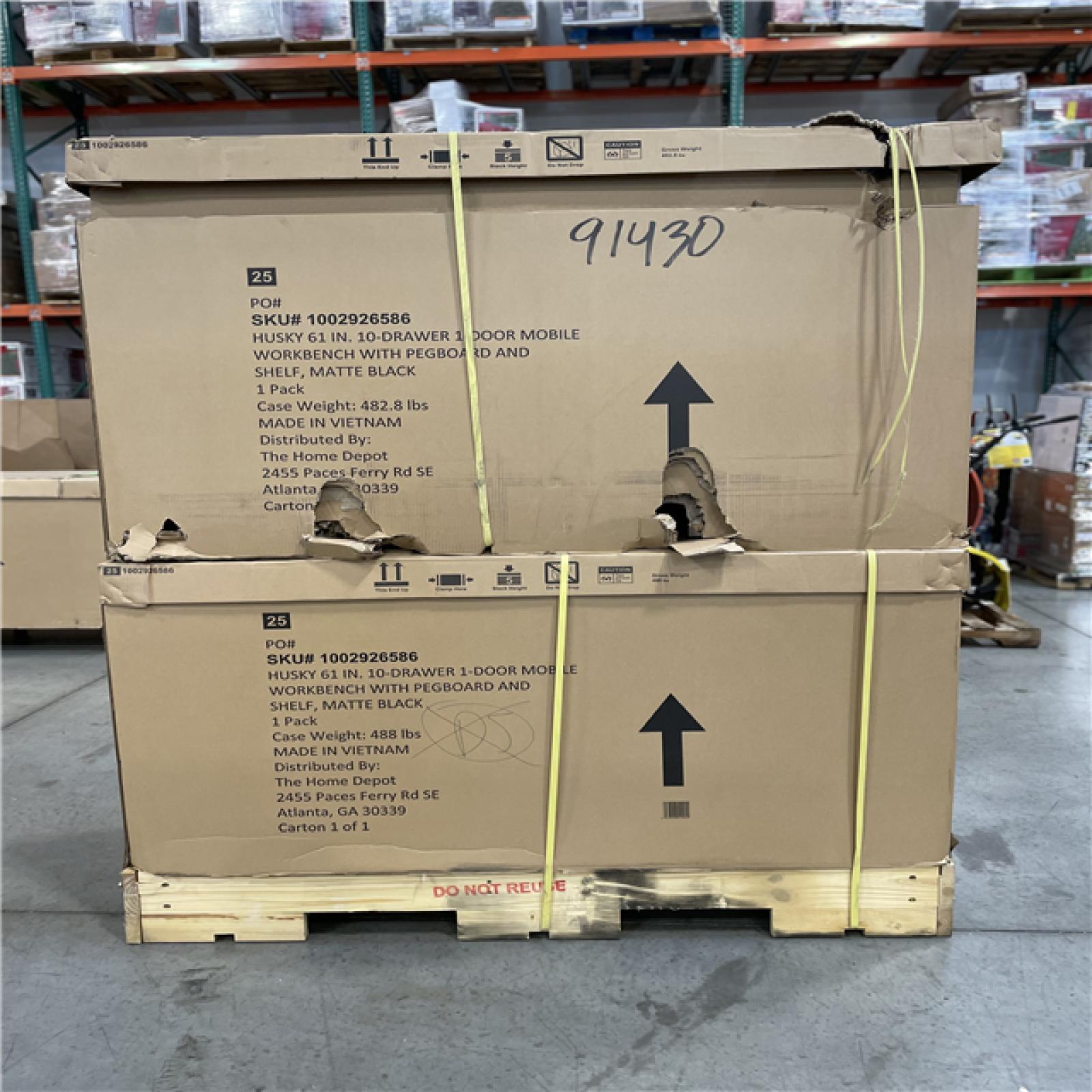 DALLAS LOCATION- AS-IS HUSKY 61IN MOBILE WORKBENCH MATTE BLACK -(2 UNITS)