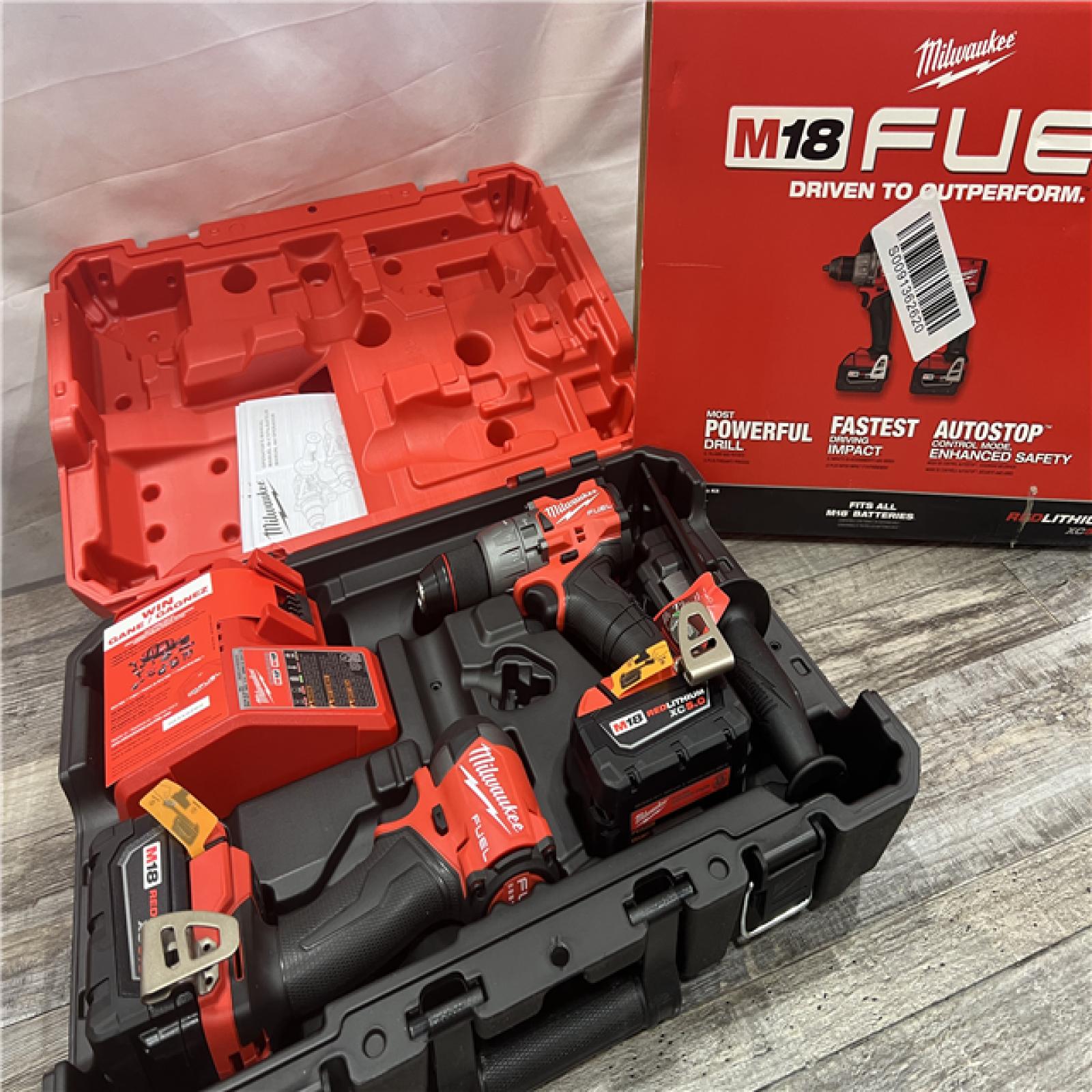 Milwaukee M18 FUEL 18-V Lithium-Ion Brushless Cordless Hammer Drill and Impact Driver Combo Kit (2-Tool) with 18G Brad Nailer