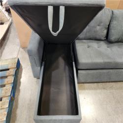 Phoenix NEW Straight Arm 2-Piece Chenille Modular Sectional Sofa L-Shaped Sofa in Grey