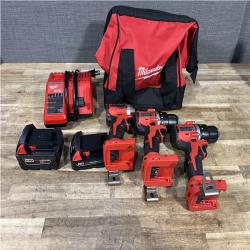 Houston Location AS-IS Milwaukee Hammer Drill Driver and Drill Driver and Impact Driver and Batteries QTY/2 with Charger